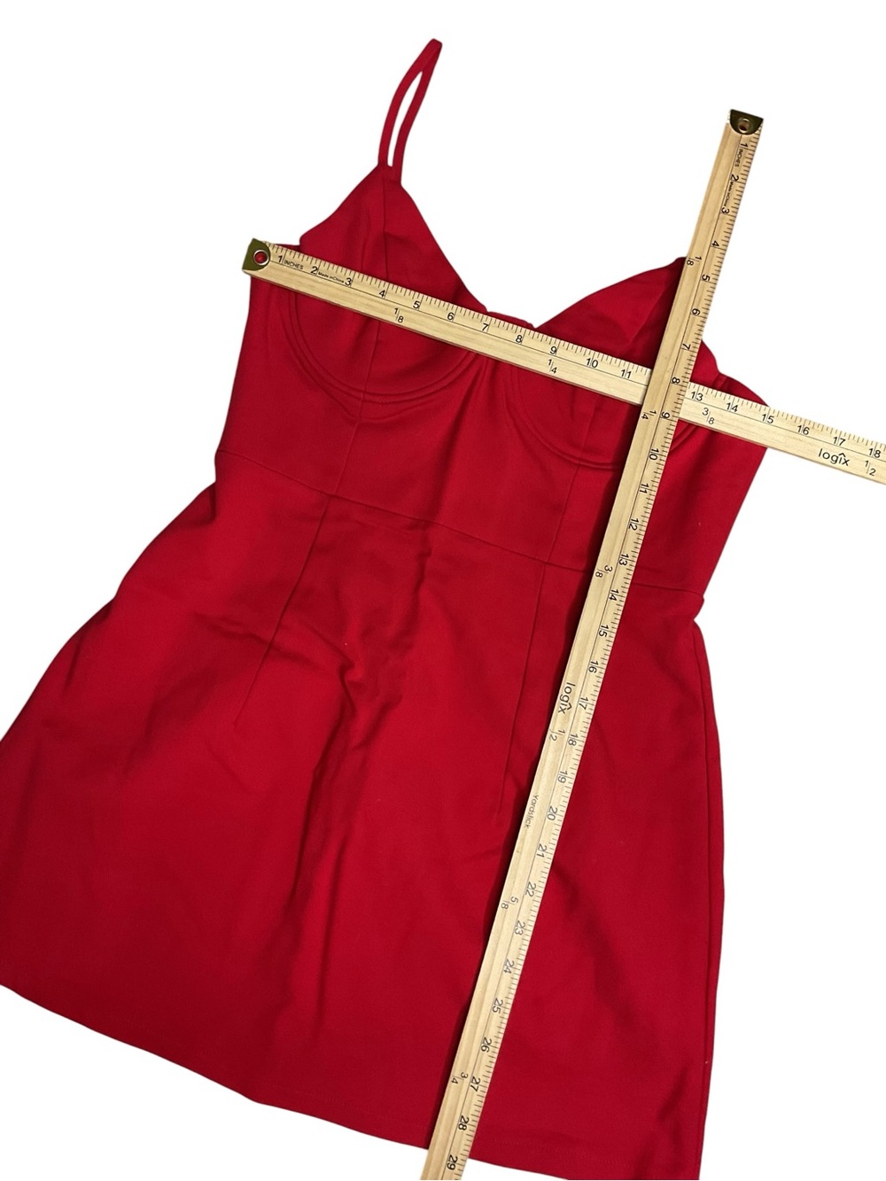 Polly Red Fit & Flare Mini Dress Size 14 Bustier Party Dress - Picture 3 of 7